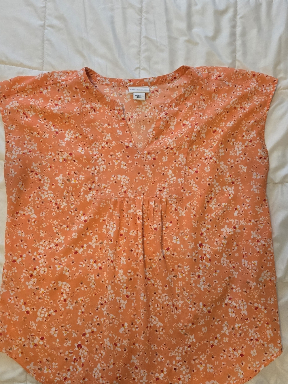 Liz Claiborne Orange Floral V-Neck Blouse
